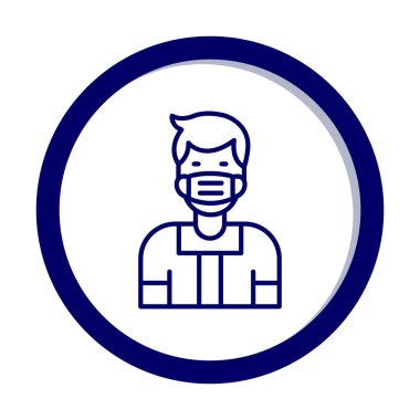 Düz genç adam tıbbi maske taşıyıcısı
