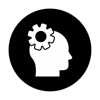 Düşünen baş simgesi, vektör çizimi basit tasarım