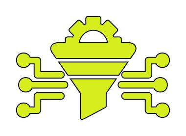 Dişli ve filtre simgesi, vektör illüstrasyonu ile Çalışma Süreci 