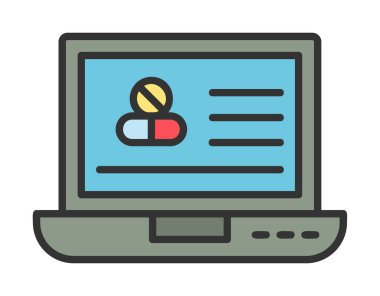 ekranda haplar olan dizüstü bilgisayar, vektör çizimi tasarımı