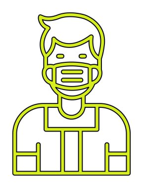 Düz genç adam tıbbi maske taşıyıcısı