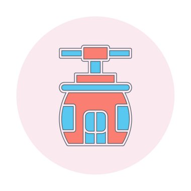 Cableway simgesi, taslak biçim illüstrasyonu  