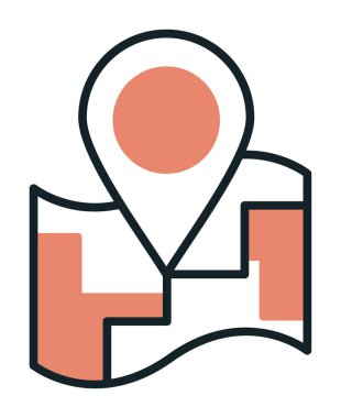 Konum iğnesi, vektör illüstrasyonlu harita simgesi