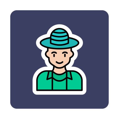 Turist şapkası simgesi, vektör illüstrasyonu 