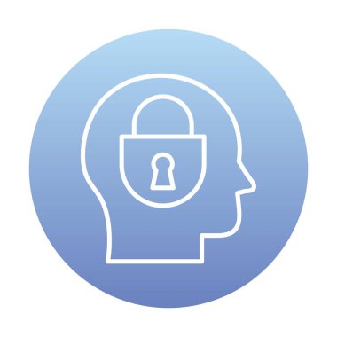 Erkekler kafasında kilit, yaratıcı vektör simgesi olan güvenlik kavramı