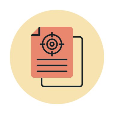 Hedef simgeye sahip bir belgenin vektör illüstrasyonu 