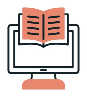 E-kitap ve bilgisayar ekran simgesi, vektör illüstrasyonu 
