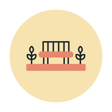 Park bankının ikonu. Düz renk tasarımı. vektör illüstrasyonu