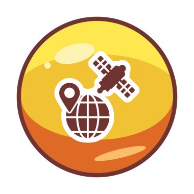 Uydu sistemi simgesine sahip dünya gezegeni 