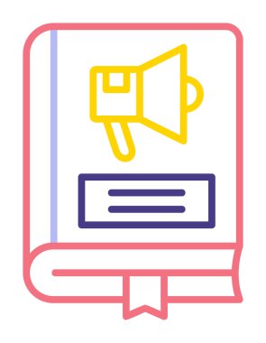 Pazarlama Kitabı simgesi, vektör illüstrasyonu