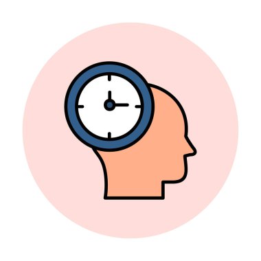 İnsan kafası ikonlu saat. vektör illüstrasyonu                          