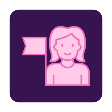 Bayrağı olan insanlar, tasarım vektörü illüstrasyonunda feminizm 