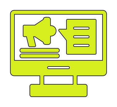 bilgisayar monitörü ve megafon, Dijital Kampanya konsept vektörü