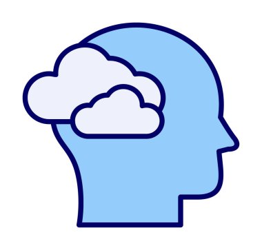 Bulut simgesi olan beyin, vektör illüstrasyonu