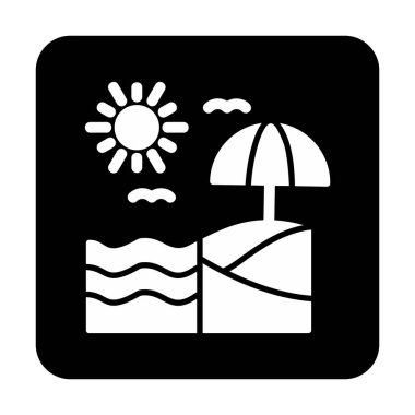 Yaz plaj ikonunun vektör illüstrasyonu 