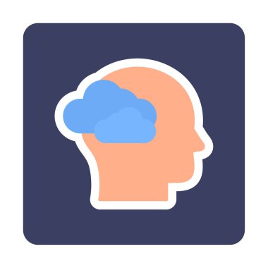 Bulut simgesi olan beyin, vektör illüstrasyonu