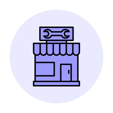 Araba Tamirhanesi ikon vektör çizimi