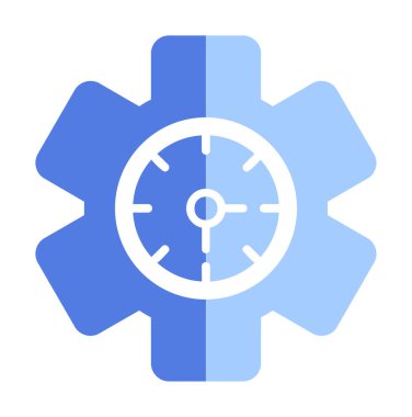 Saat simgesi, vektör illüstrasyonu, zaman sembolü ayarlanıyor. İçerideki saat dişlisi 