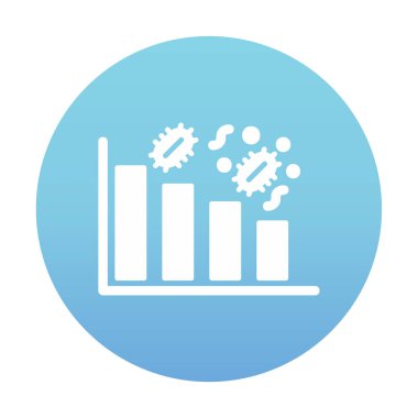 Grafik ve bakteri simgesi, vektör illüstrasyonu ile azalan kavram   