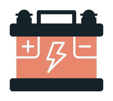 Araba aküsü simgesi. Ağ için Kataloglayıcı imza vektör simgesinin düz çizimi.