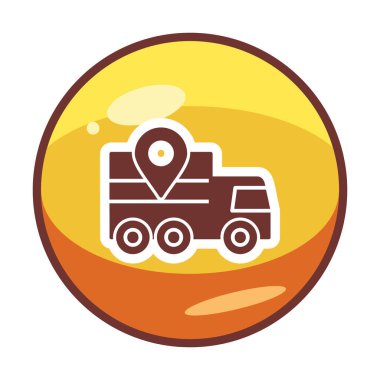 konum simgesine sahip dağıtım kamyonu, basit illüstrasyon