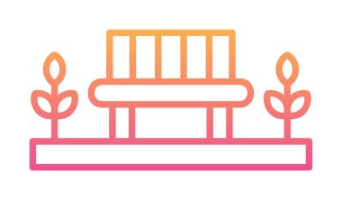 Park bankının ikonu. Düz renk tasarımı. vektör illüstrasyonu