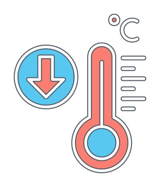 Düşük Sıcaklık simgesi vektör illüstrasyonlu termometre