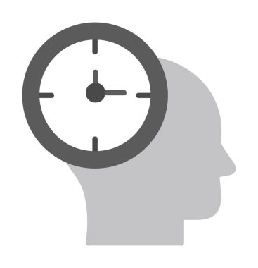 İnsan kafası ikonlu saat. vektör illüstrasyonu                          