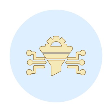 Dişli ve filtre simgesi, vektör illüstrasyonu ile Çalışma Süreci 