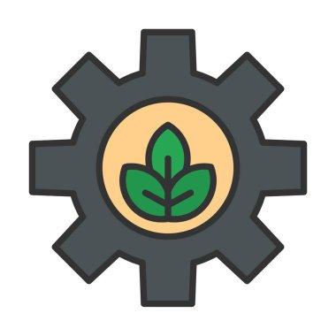 Bitki simgesiyle çark, gezegen konseptinin ekolojik sürdürülebilirliği, vektör illüstrasyonu