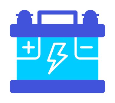 Araba aküsü simgesi. Ağ için Kataloglayıcı imza vektör simgesinin düz çizimi.