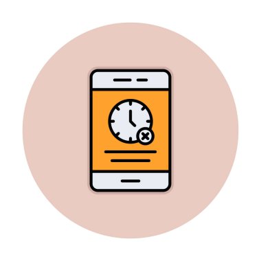 Ağ ve mobil uygulama tasarımınız için beyaz arkaplanda izole edilmiş akıllı telefon simgesi vektöründe zaman yok, zaman logosu kavramı