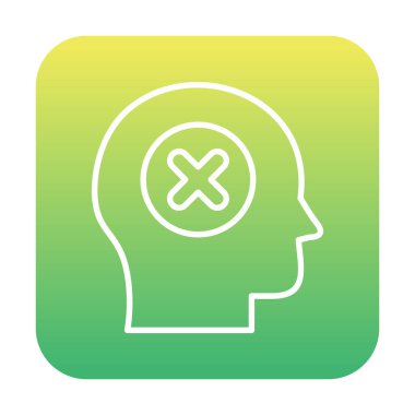 Çapraz işaretli insan kafası, güvensiz kişi, vektör illüstrasyonu