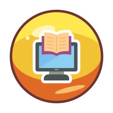 E-kitap ve bilgisayar ekran simgesi, vektör illüstrasyonu 