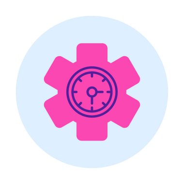 Saat simgesi, vektör illüstrasyonu, zaman sembolü ayarlanıyor. İçerideki saat dişlisi 