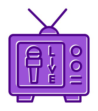 canlı yayın web simgesi, vektör illüstrasyonlu mikrofon 