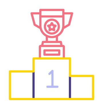 Kazanan podyum düz vektör simgesi. 