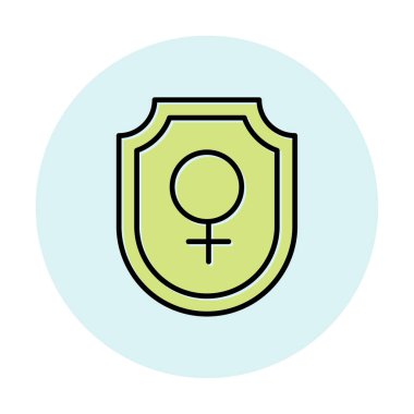 Kadın seks sembollü kalkan simgesi, vektör çizimi basit tasarım