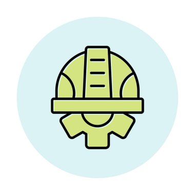 Güvenli Miğfer Düz Vektör Simgesi.                        