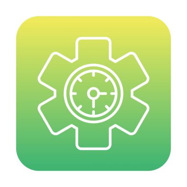 Saat simgesi, vektör illüstrasyonu, zaman sembolü ayarlanıyor. İçerideki saat dişlisi 