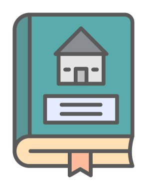 Mimarlık Kitabı düz simgesi, vektör illüstrasyonu 