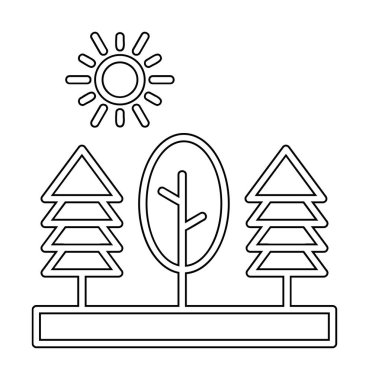 Ağaçlar, orman, doğa simgesi, vektör illüstrasyonu