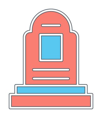 mezar taşı düz simgesi, vektör illüstrasyonu