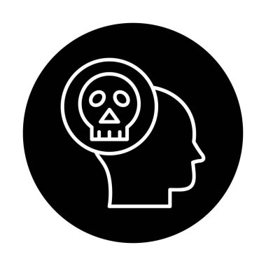 Kafatası simgesi olan insan kafası, vektör illüstrasyonu