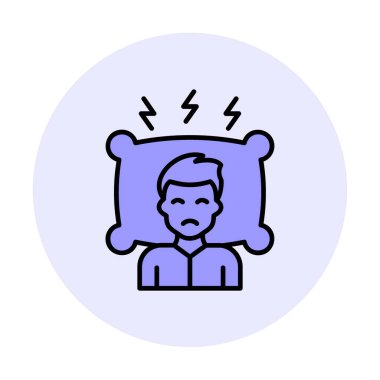 Yastıklı adam, uykusuzluk konsepti vektörü