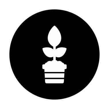 çömlek simgesine bitki, vektör illüstrasyonu 