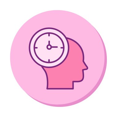 İnsan kafası ikonlu saat. vektör illüstrasyonu                          