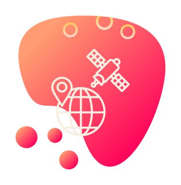 Uydu sistemi simgesine sahip dünya gezegeni 