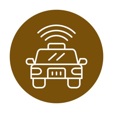 Akıllı araba düz ikonu. Otomobil kontrolüne uzaktan erişim. Nesnelerin İnterneti. Vektör illüstrasyonu 