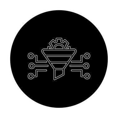 Dişli ve filtre simgesi, vektör illüstrasyonu ile Çalışma Süreci 